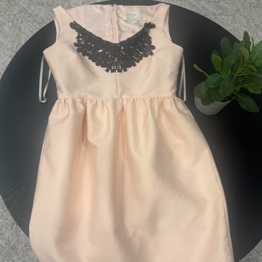 Designer Kate Spade Pink Dress with Black Lace Accent